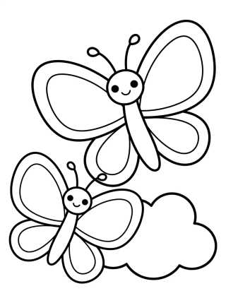 Pareja de Mariposas Volando para colorir Desenho de Pareja de Mariposas Volando para colorir e imprimir grátis