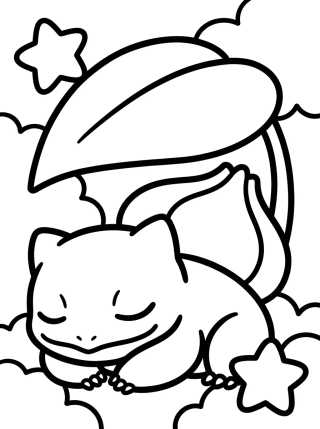 Bulbasaur Bebé Durmiendo para colorir Desenho de Bulbasaur Bebé Durmiendo para colorir e imprimir grátis