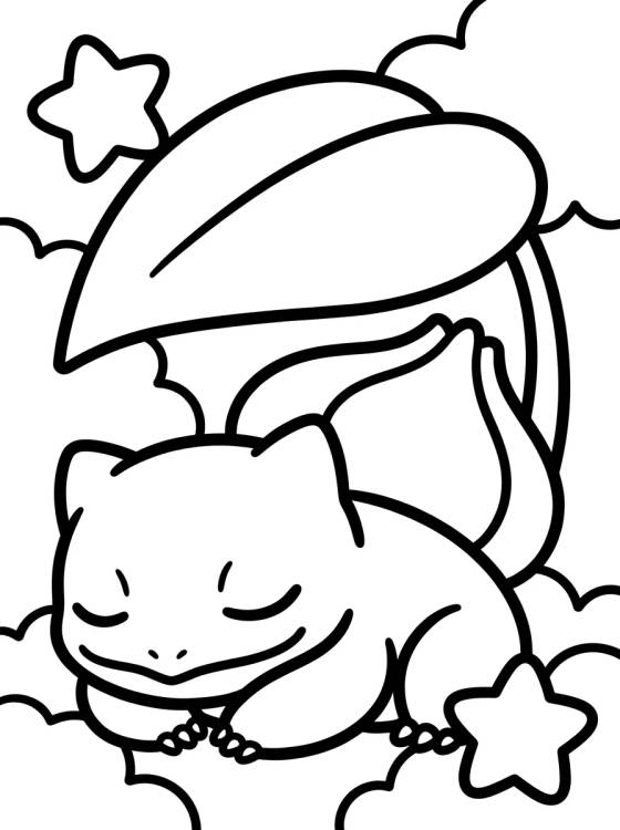 Bulbasaur Bebé Durmiendo para colorir Desenho de Bulbasaur Bebé Durmiendo para colorir e imprimir grátis
