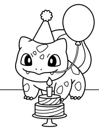Bulbasaur de Cumpleaños para colorir Desenho de Bulbasaur de Cumpleaños para colorir e imprimir grátis