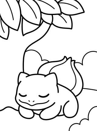 Bulbasaur Durmiendo en el Bosque para colorir Desenho de Bulbasaur Durmiendo en el Bosque para colorir e imprimir grátis