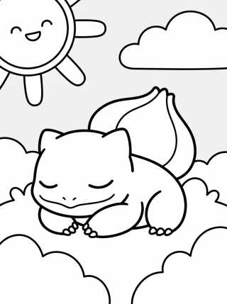 Bulbasaur Durmiendo en el Césped para colorir Desenho de Bulbasaur Durmiendo en el Césped para colorir e imprimir grátis