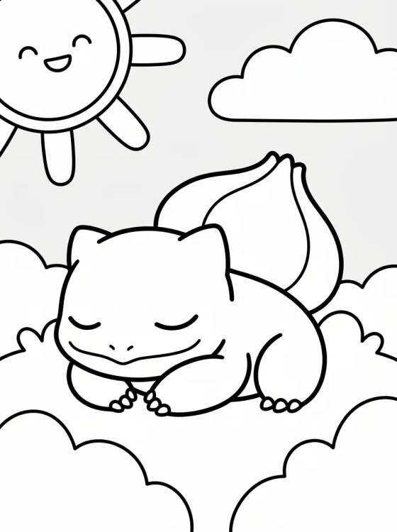 Bulbasaur Durmiendo en el Césped para colorir Desenho de Bulbasaur Durmiendo en el Césped para colorir e imprimir grátis