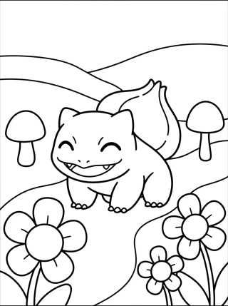 Bulbasaur Feliz en el Jardín para colorir Desenho de Bulbasaur Feliz en el Jardín para colorir e imprimir grátis