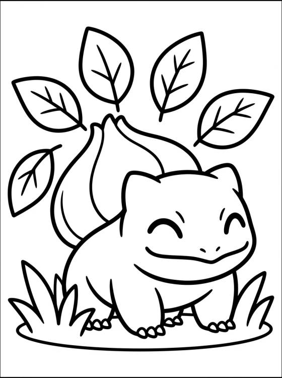 Bulbasaur Lanzando Hojas para colorir Desenho de Bulbasaur Lanzando Hojas para colorir e imprimir grátis