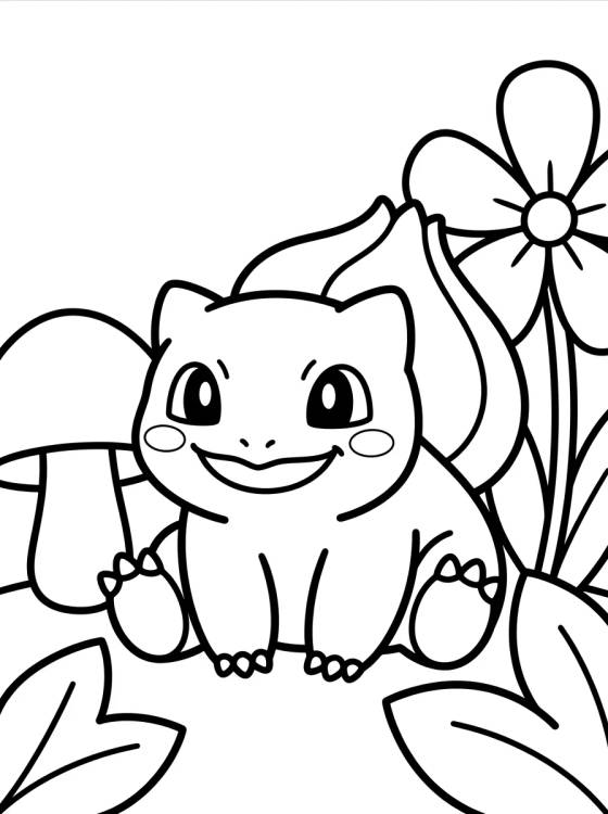 Bulbasaur Sonriente en el Jardín para colorir Desenho de Bulbasaur Sonriente en el Jardín para colorir e imprimir grátis