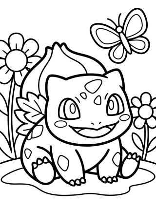 Bulbasaur Sonriente en el Jardín para colorir Desenho de Bulbasaur Sonriente en el Jardín para colorir e imprimir grátis