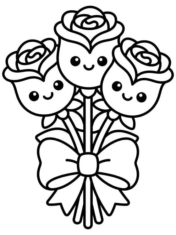 Ramo de Rosas Tierno para colorir Desenho de Ramo de Rosas Tierno para colorir e imprimir grátis
