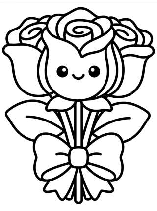 Coleção de desenhos para colorir: Ramos de Flores Tiernos