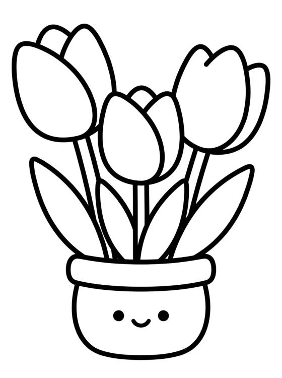 Ramo de Tulipanes en Florero para colorir Desenho de Ramo de Tulipanes en Florero para colorir e imprimir grátis
