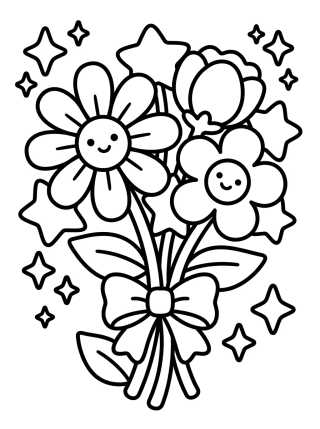 Ramo Mágico de Flores Surtidas para colorir Desenho de Ramo Mágico de Flores Surtidas para colorir e imprimir grátis