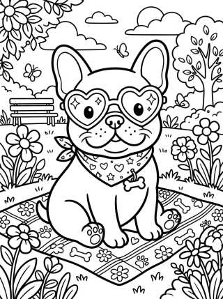 Bulldog Francés con Estilo para colorir Desenho de Bulldog Francés con Estilo para colorir e imprimir grátis
