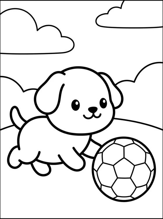 Perrito Jugando con Pelota para colorir Desenho de Perrito Jugando con Pelota para colorir e imprimir grátis