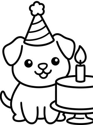 Perrito con Gorro de Cumpleaños para colorir Desenho de Perrito con Gorro de Cumpleaños para colorir e imprimir grátis