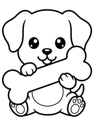 Perrito Comiendo un Hueso para colorir Desenho de Perrito Comiendo un Hueso para colorir e imprimir grátis