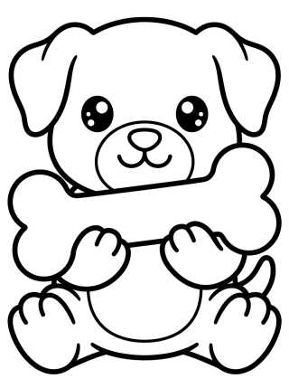 Perrito Tierno con Hueso para colorir Desenho de Perrito Tierno con Hueso para colorir e imprimir grátis
