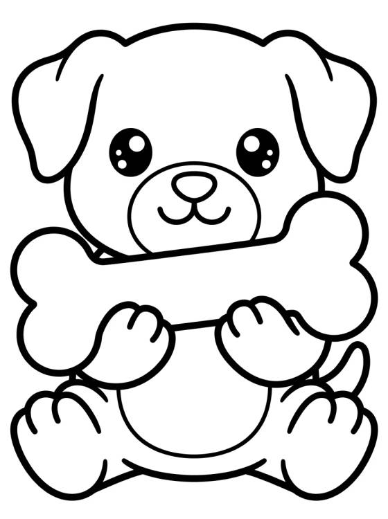 Perrito Tierno con Hueso para colorir Desenho de Perrito Tierno con Hueso para colorir e imprimir grátis
