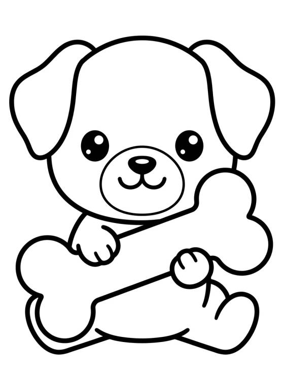 Perrito Sosteniendo un Hueso para colorir Desenho de Perrito Sosteniendo un Hueso para colorir e imprimir grátis