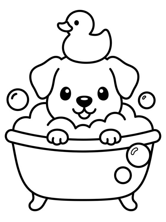 Perrito Tomando un Baño de Burbujas para colorir Desenho de Perrito Tomando un Baño de Burbujas para colorir e imprimir grátis