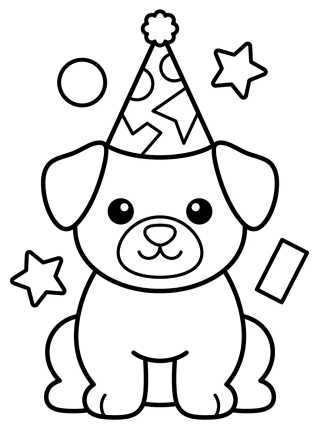Perro con Gorro de Cumpleaños para colorir Desenho de Perro con Gorro de Cumpleaños para colorir e imprimir grátis