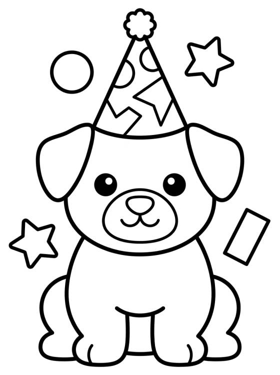 Perro con Gorro de Cumpleaños para colorir Desenho de Perro con Gorro de Cumpleaños para colorir e imprimir grátis