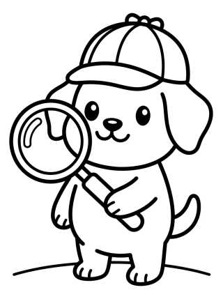 Perro Detective con Lupa para colorir Desenho de Perro Detective con Lupa para colorir e imprimir grátis