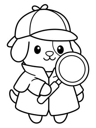 Perro Detective Lindo para colorir Desenho de Perro Detective Lindo para colorir e imprimir grátis