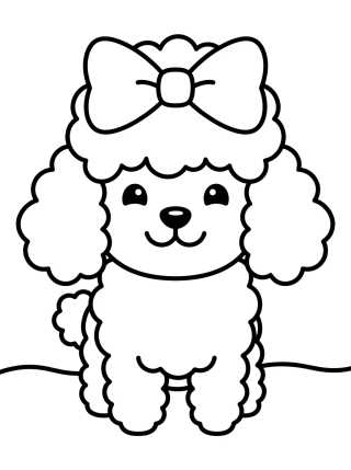 Perrita Poodle con Lazo Tierno para colorir Desenho de Perrita Poodle con Lazo Tierno para colorir e imprimir grátis