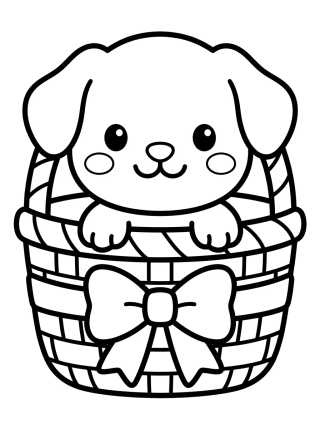 Cachorrito en una Cesta para colorir Desenho de Cachorrito en una Cesta para colorir e imprimir grátis