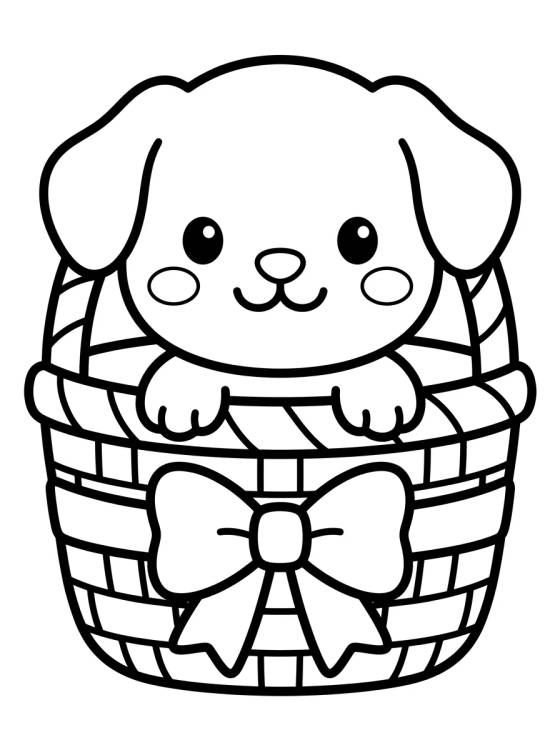 Cachorrito en una Cesta para colorir Desenho de Cachorrito en una Cesta para colorir e imprimir grátis
