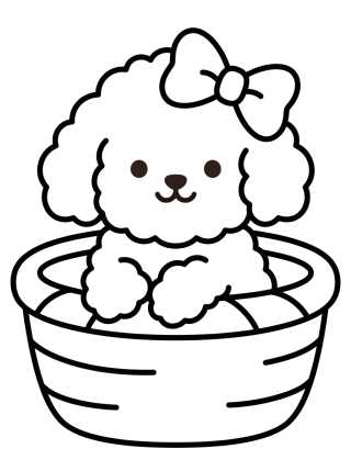 Cachorro Poodle en su Canasta para colorir Desenho de Cachorro Poodle en su Canasta para colorir e imprimir grátis