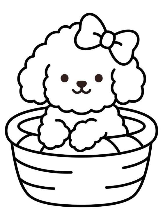 Cachorro Poodle en su Canasta para colorir Desenho de Cachorro Poodle en su Canasta para colorir e imprimir grátis