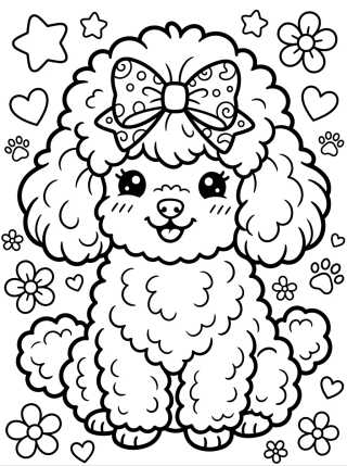 Poodle Lindo con Lazo para colorir Desenho de Poodle Lindo con Lazo para colorir e imprimir grátis