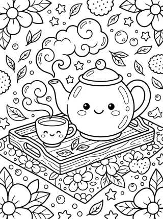 Tetera y Taza de Té Amigas para colorir Desenho de Tetera y Taza de Té Amigas para colorir e imprimir grátis