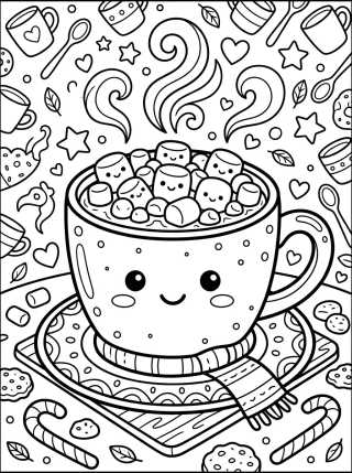 Chocolate Caliente con Malvaviscos para colorir Desenho de Chocolate Caliente con Malvaviscos para colorir e imprimir grátis