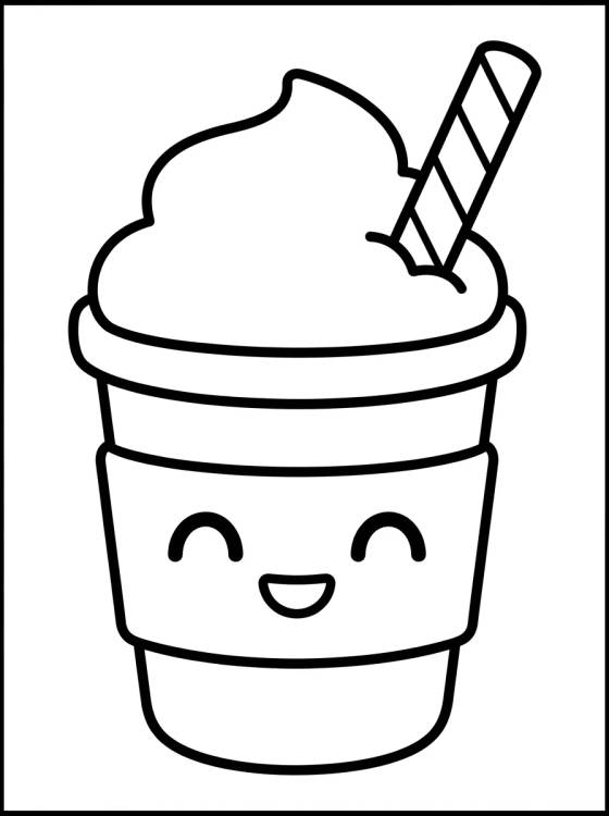 Vaso de Café Tierno con Crema Batida para colorir Desenho de Vaso de Café Tierno con Crema Batida para colorir e imprimir grátis