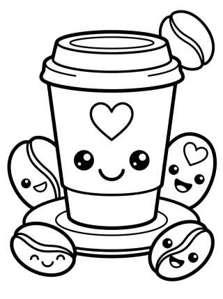 Vaso de Café Kawaii Sonriente para colorir Desenho de Vaso de Café Kawaii Sonriente para colorir e imprimir grátis