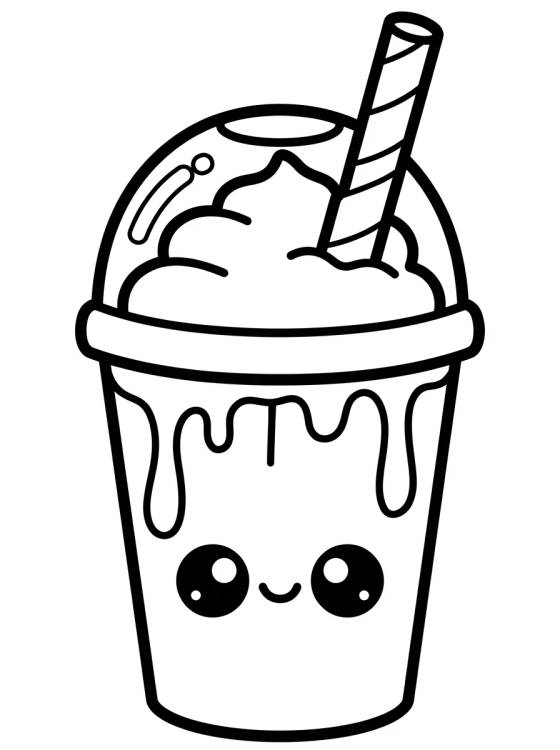 Vaso de Frappuccino con Pajita para colorir Desenho de Vaso de Frappuccino con Pajita para colorir e imprimir grátis