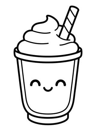 Frappuccino Kawaii con Crema Batida para colorir Desenho de Frappuccino Kawaii con Crema Batida para colorir e imprimir grátis