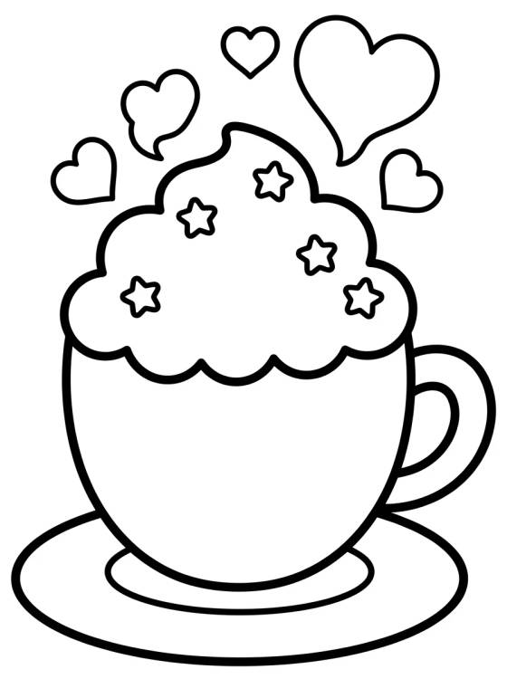 Taza de Capuchino con Crema Chantilly para colorir Desenho de Taza de Capuchino con Crema Chantilly para colorir e imprimir grátis