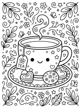 Taza de Té Calientito para colorir Desenho de Taza de Té Calientito para colorir e imprimir grátis