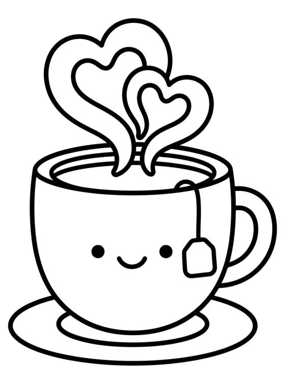 Taza de Té Sonriente para colorir Desenho de Taza de Té Sonriente para colorir e imprimir grátis