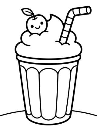 Vaso de Batido de Leche Kawaii para colorir Desenho de Vaso de Batido de Leche Kawaii para colorir e imprimir grátis