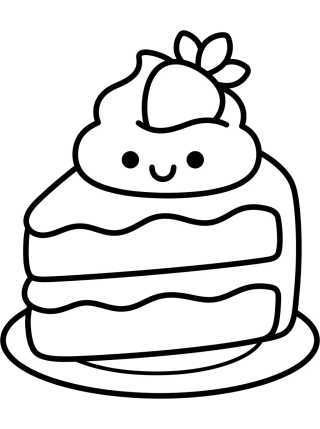 Rebanada de Pastel de Fresa Kawaii para colorir Desenho de Rebanada de Pastel de Fresa Kawaii para colorir e imprimir grátis