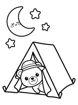 Osito Lindo en Tienda de Campaña para colorir Desenho de Osito Lindo en Tienda de Campaña para colorir e imprimir grátis
