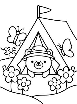 Osito Kawaii en su Tienda de Campaña para colorir Desenho de Osito Kawaii en su Tienda de Campaña para colorir e imprimir grátis