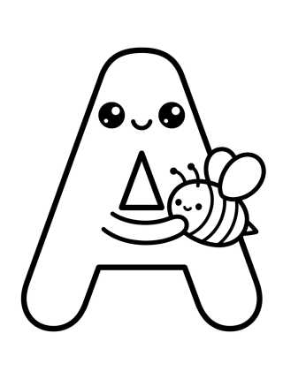 Letra A con Abejita Tierna para colorir Desenho de Letra A con Abejita Tierna para colorir e imprimir grátis