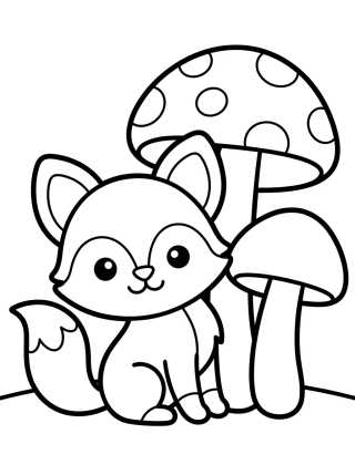 Zorrito Lindo con Hongos para colorir Desenho de Zorrito Lindo con Hongos para colorir e imprimir grátis