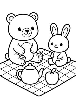 Bobbie y el Conejito de Picnic para colorir Desenho de Bobbie y el Conejito de Picnic para colorir e imprimir grátis