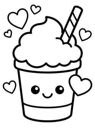 Vaso de Café con Chantilly Kawaii para colorir Desenho de Vaso de Café con Chantilly Kawaii para colorir e imprimir grátis